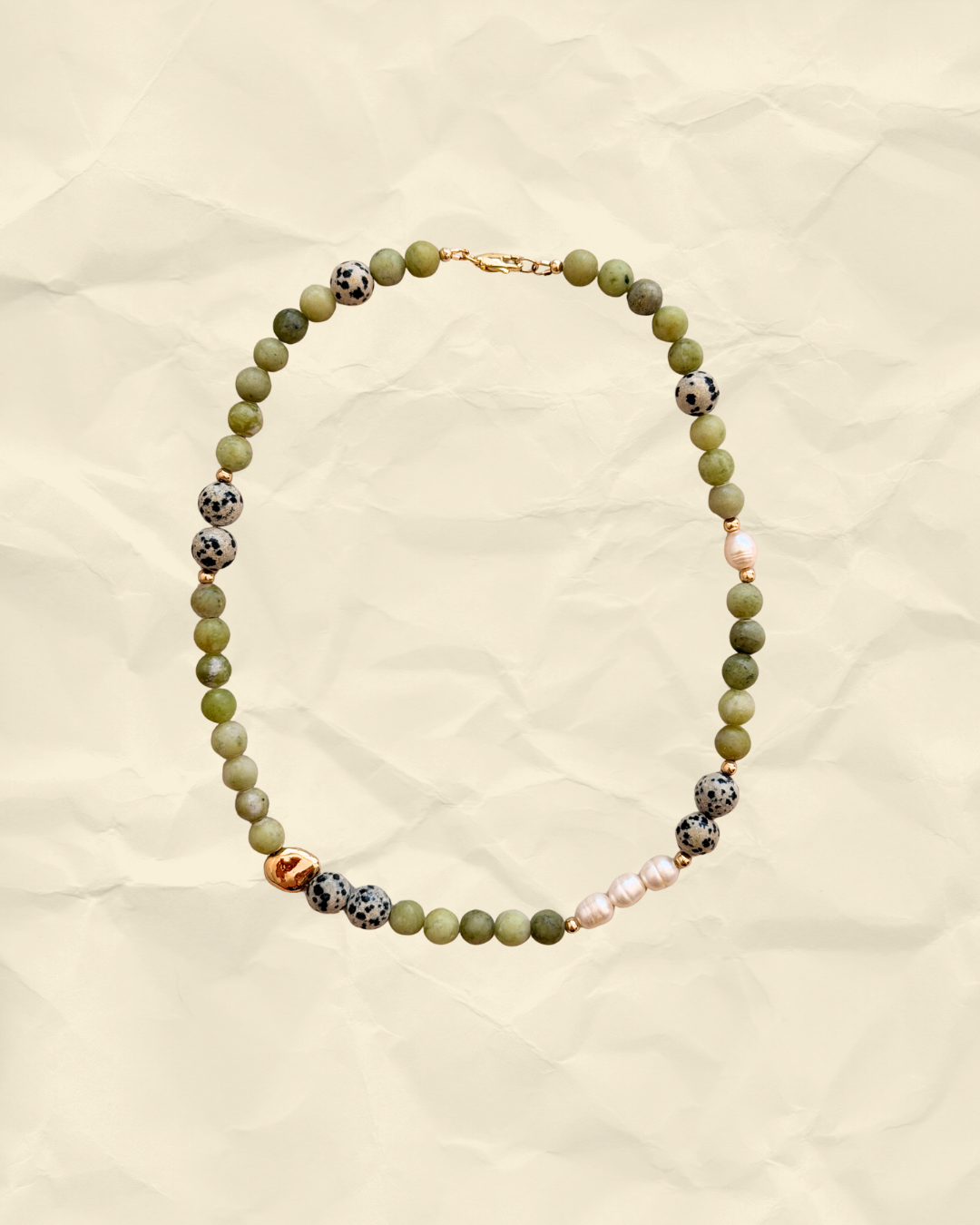 Terra Bloom – Earthy Pearl Bead Necklace