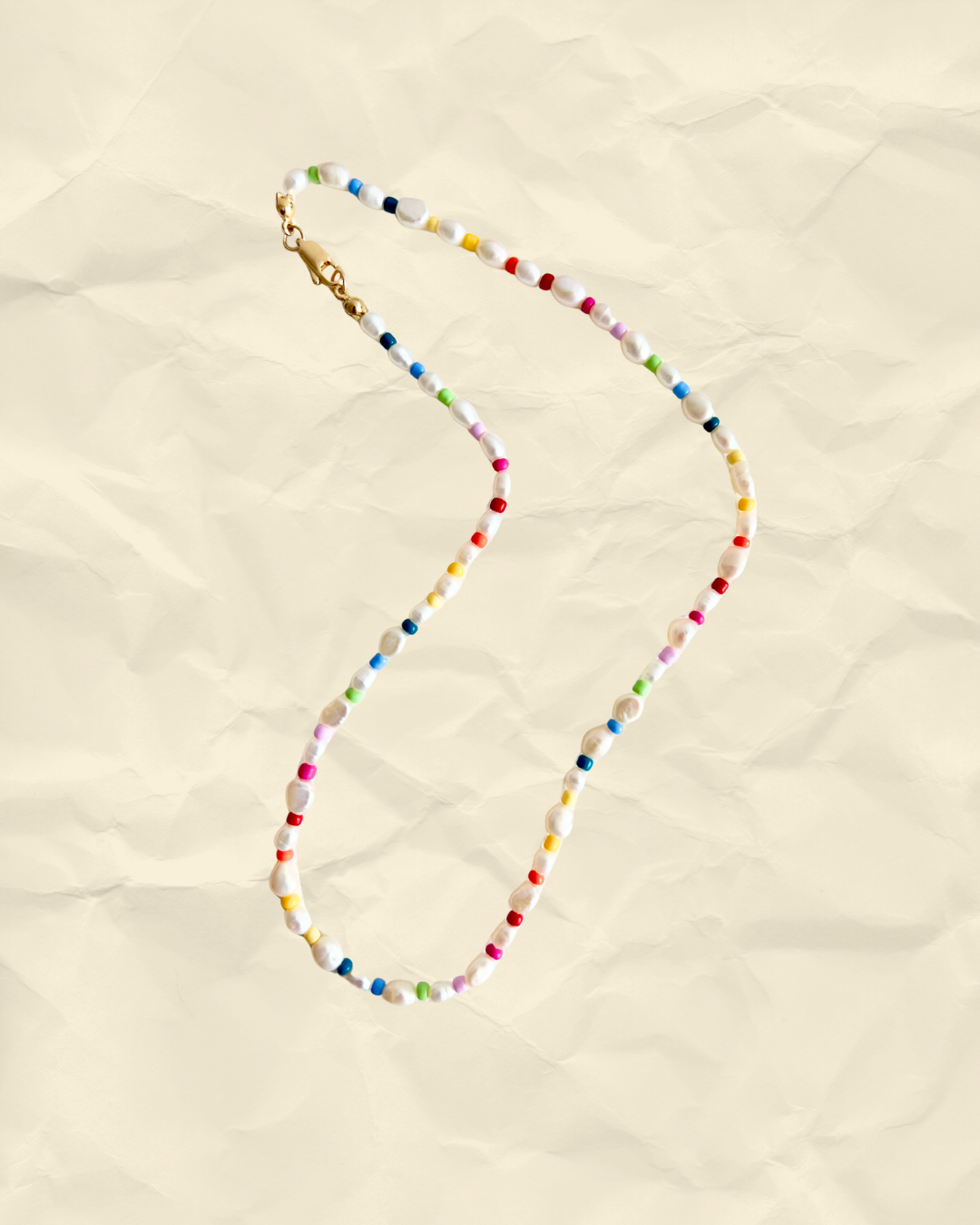 Confetti Pearl – Freshwater Pearl & Rainbow Bead Necklace
