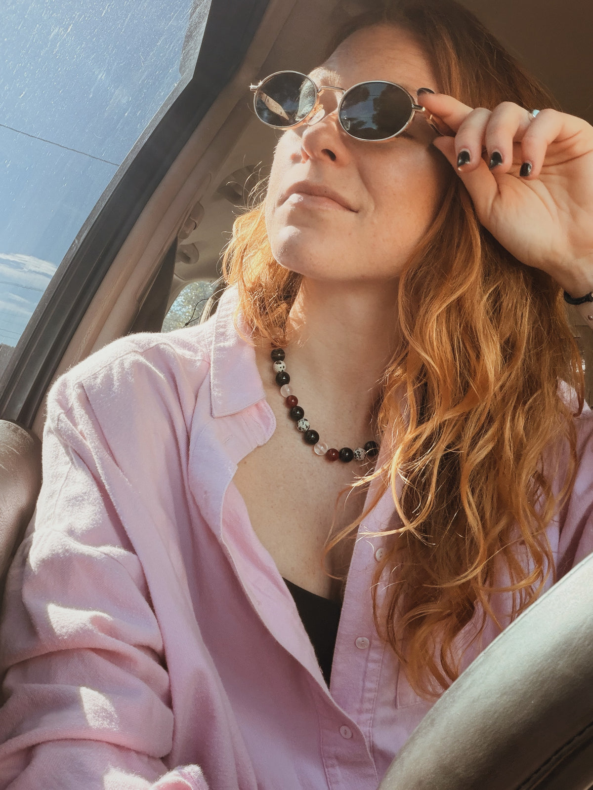 Cherry Cola – Handmade Black Agate, Dalmatian Jasper and Red Agate Necklace