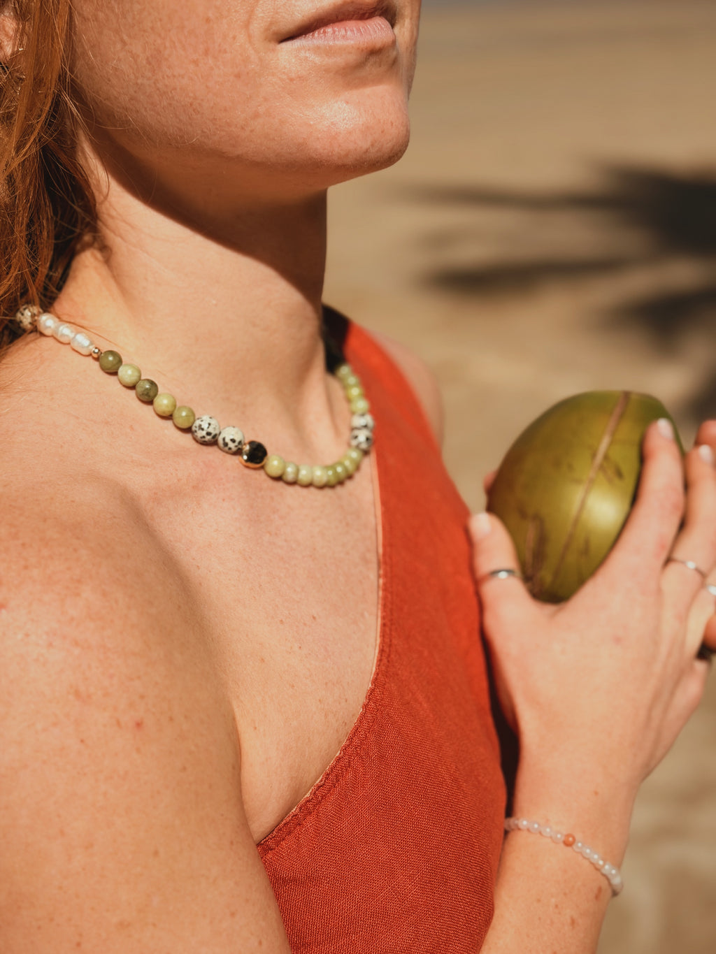 Terra Bloom – Earthy Pearl Bead Necklace