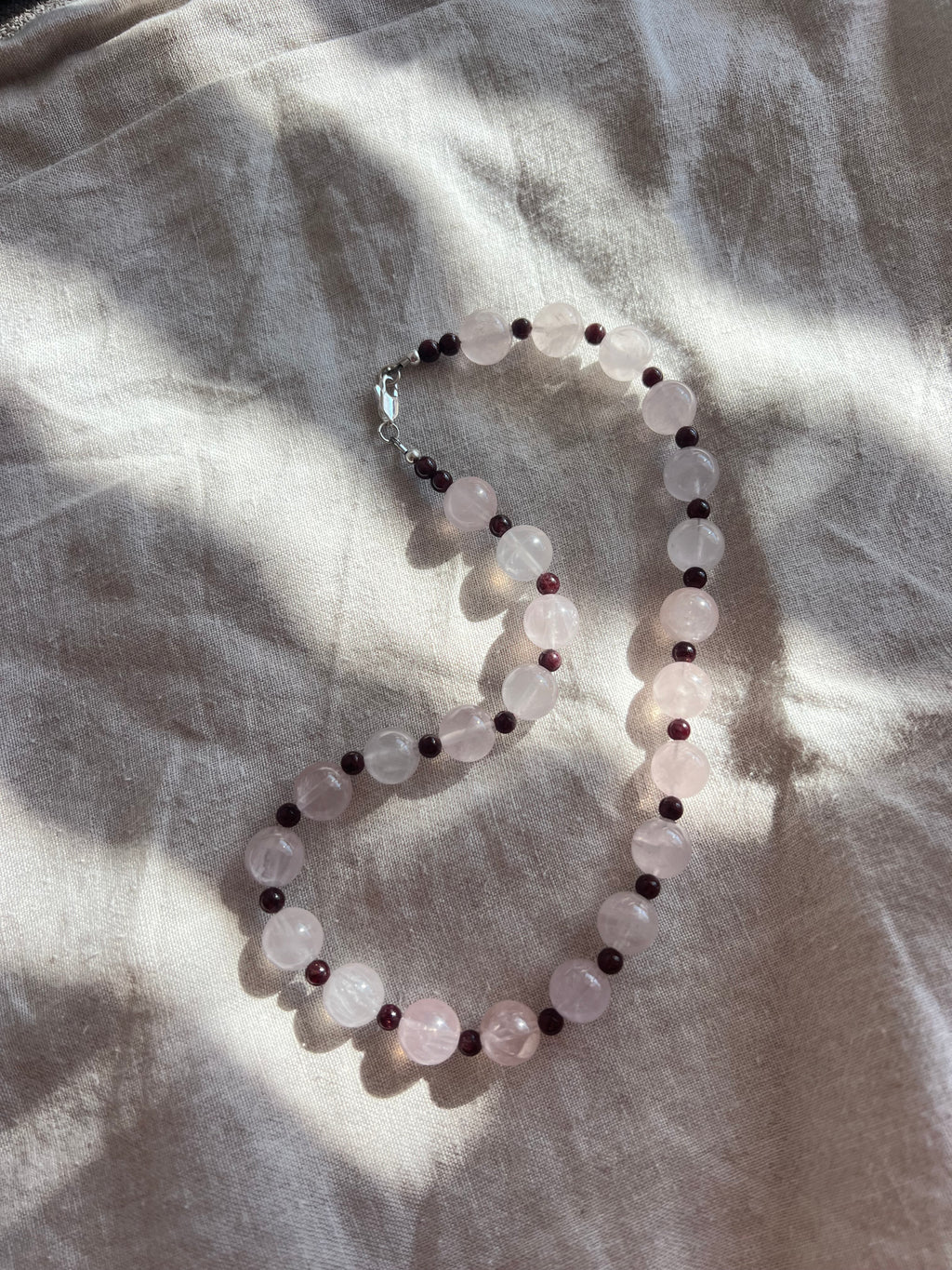 Sweetheart – Handmade Rose Quartz and Garnet Necklace
