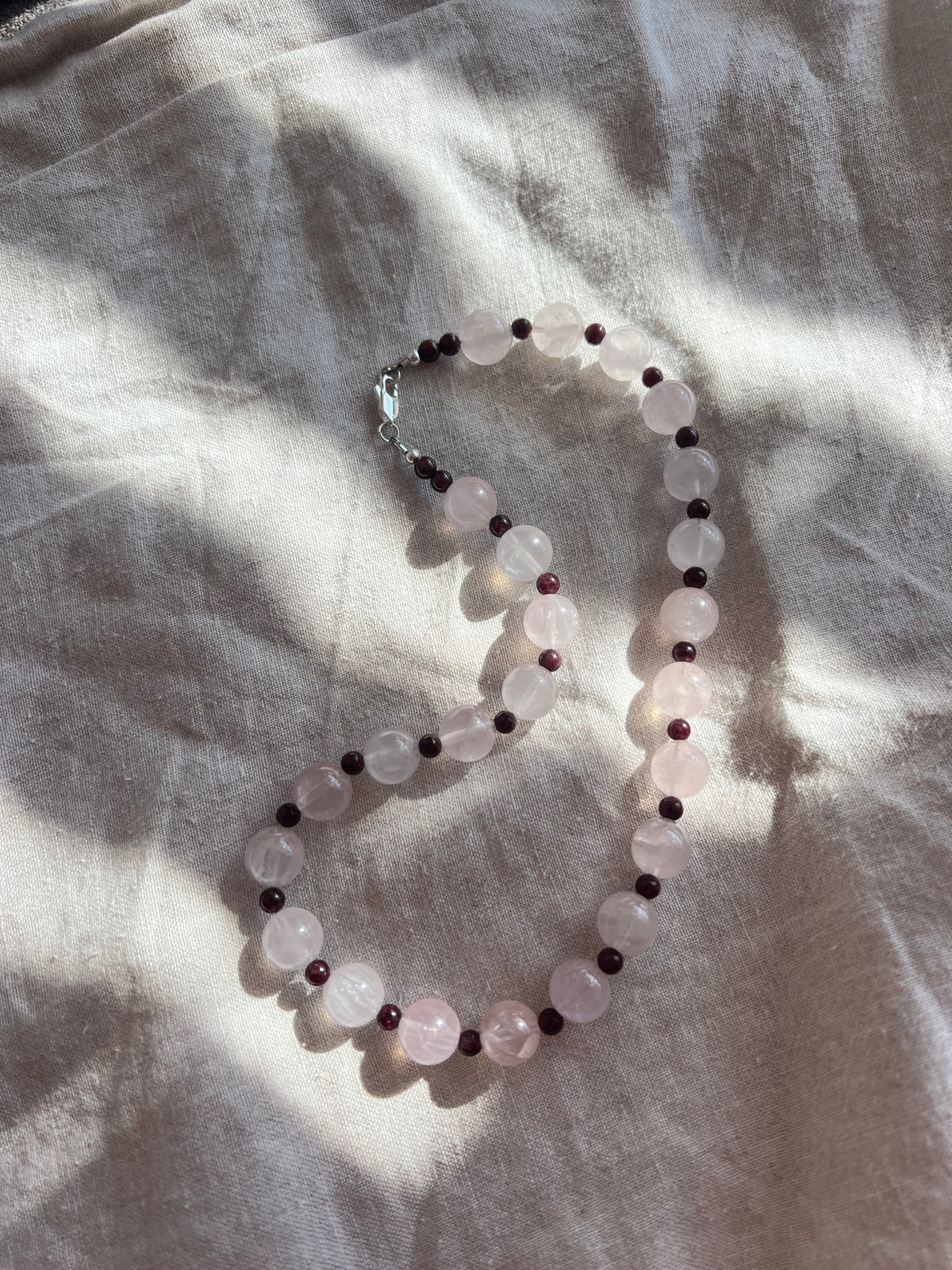 Sweetheart – Handmade Rose Quartz and Garnet Necklace