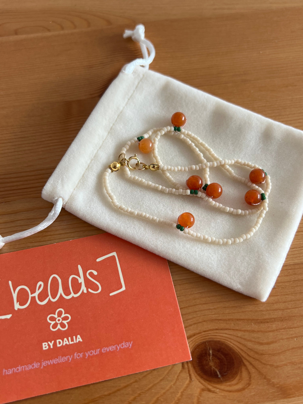 Tangerine Dream – Handmade Toho and Red Aventurine Necklace