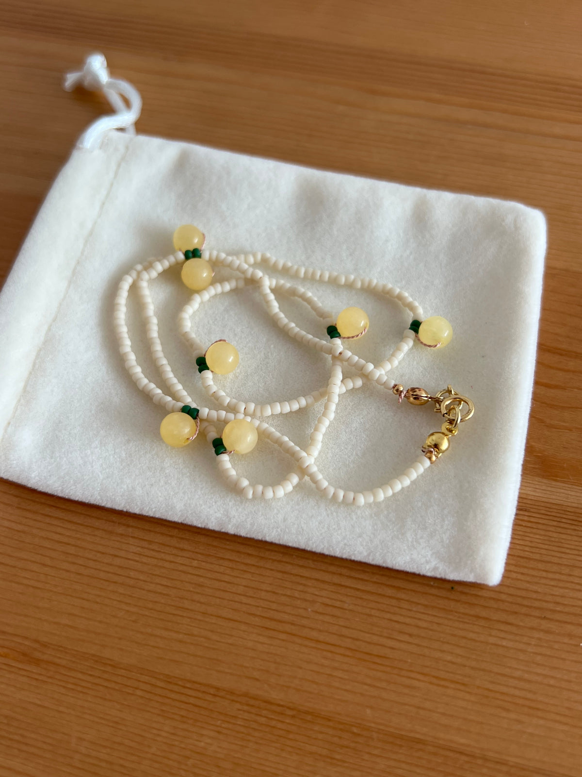 Lemon Drop – Handmade Toho and Honey Jade Necklace