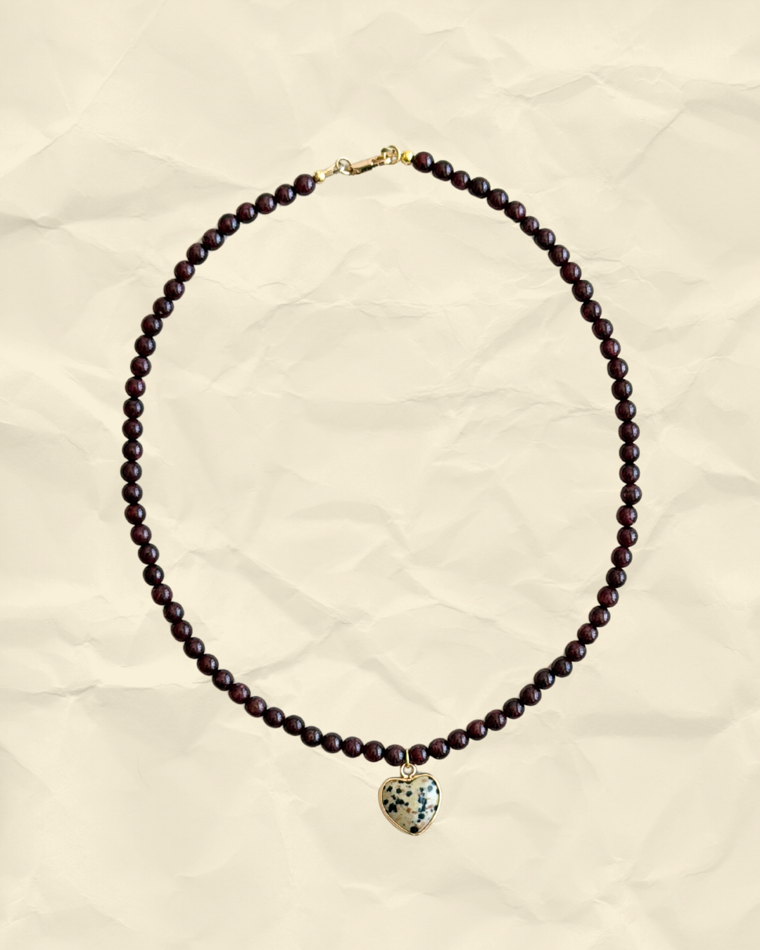 Cherry Ripe – Handmade Garnet and Dalmatian Jasper Necklace