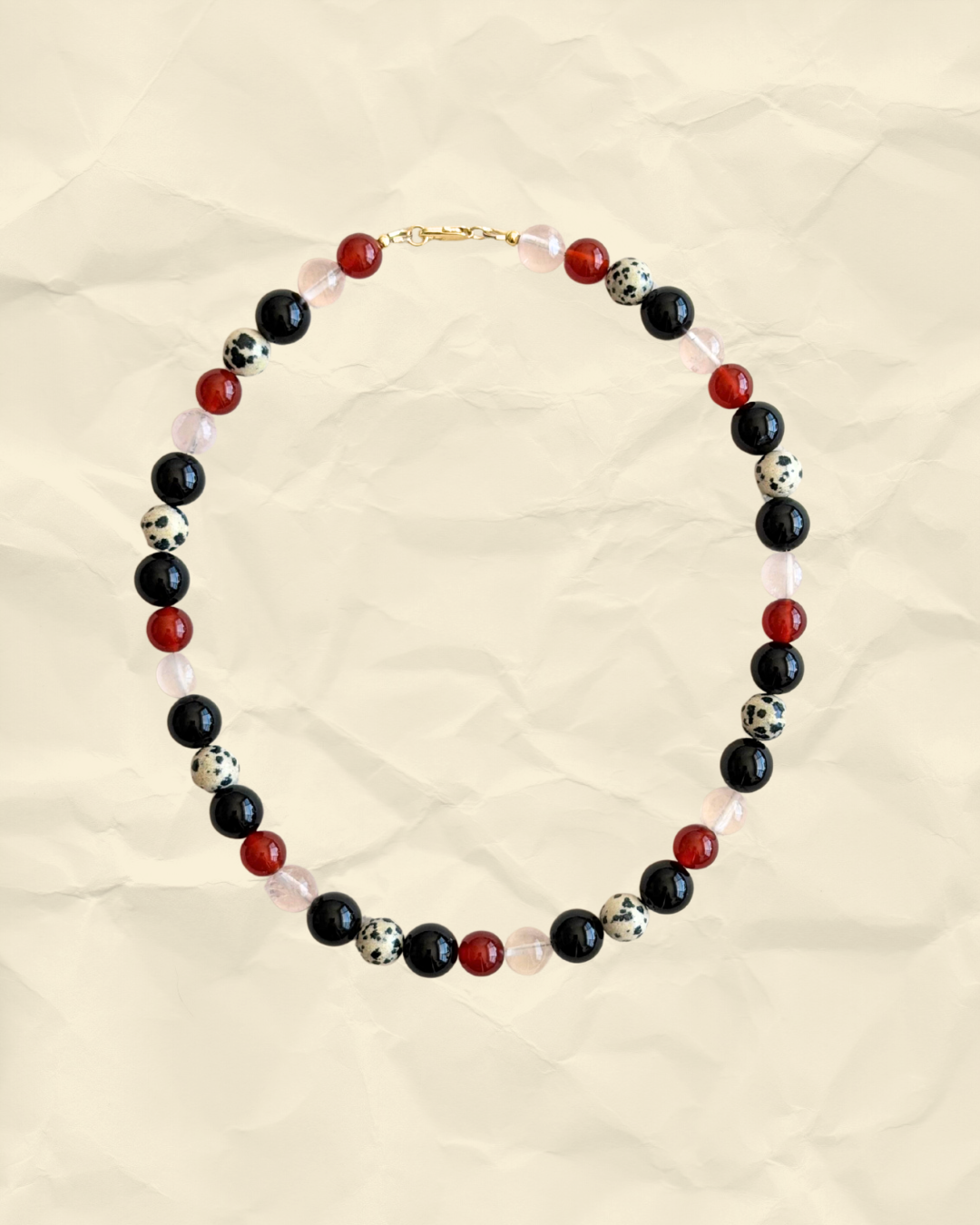 Cherry Cola – Handmade Black Agate, Dalmatian Jasper and Red Agate Necklace