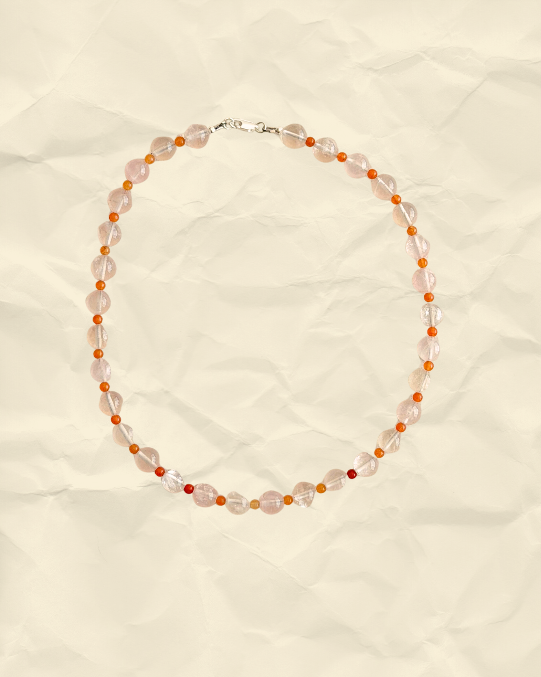 Ice Pop – Handmade Crystal Quartz and Red Aventurine Necklace